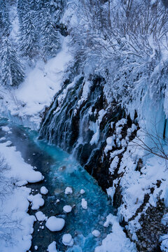 Whitebeard waterfall in hokkaido