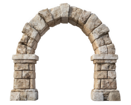 Classic stone arch showcasing timeless elegance, isolated on transparency background, perfect for architectural design or historical themes