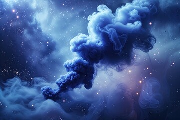 Ethereal Indigo Smoke Texture with Celestial Particles and Heavenly Ambiance