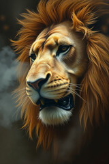 Portrait of the Timid Lion from The Wizard of Oz in a Fantasy Setting