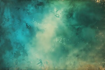 Obraz premium Aquamarine and Emerald Gradient Background with Soft Glow Vintage Texture for Creative Design Projects