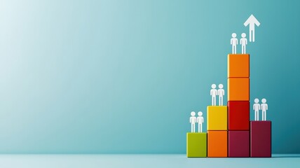 Obraz premium financial planning insurance tools concept. Graph illustrating growth with figures on colorful blocks.