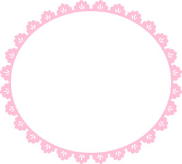 Scalloped pink border simple cute divider with heart and dots ornament edge cutout decoration isolated on white background.
