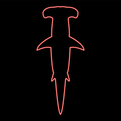Neon shark hammer head red color vector illustration image flat style