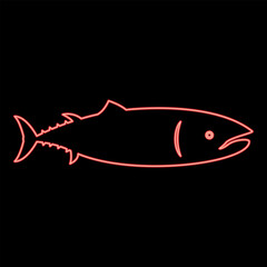 Neon tuna fish red color vector illustration image flat style