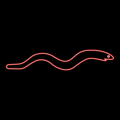 Neon eel fish snake shape seafood concept red color vector illustration image flat style
