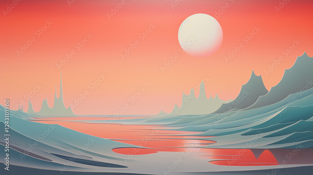 Poster a sunset in pastel colors, ideal for a soft and elegant background for technology presentations.