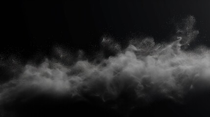 Abstract Grainy Dust Particles Floating in Dark Space, Creating Ethereal Atmosphere with Dynamic Movement and Texture