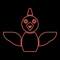 Neon cockerel chick bird young poultry concept red color vector illustration image flat style