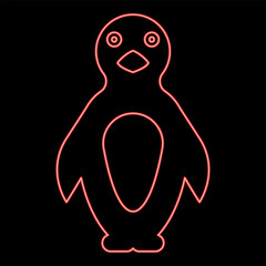 Neon penguin red color vector illustration image flat style