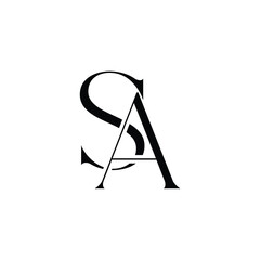 SA monogram logo design letter text name symbol monochrome logotype alphabet character simple logo
