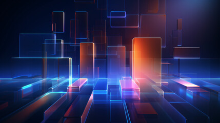 A techno-futuristic poster design with a multicolor gradient on a dark background, ideal for presentations.

