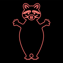 Neon raccoon red color vector illustration image flat style