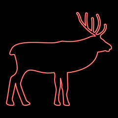 Neon deer stag red color vector illustration image flat style