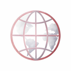 Obraz premium A stylized globe design with a red outline, symbolizing global connectivity and international themes.