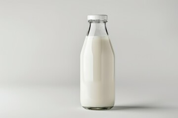 Glass Bottle Of Milk On White Background