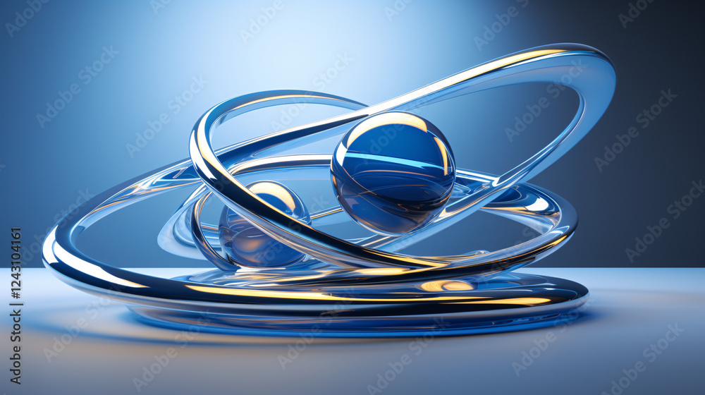 Poster a futuristic blue background in spherical style, perfect for technology-themed display presentations