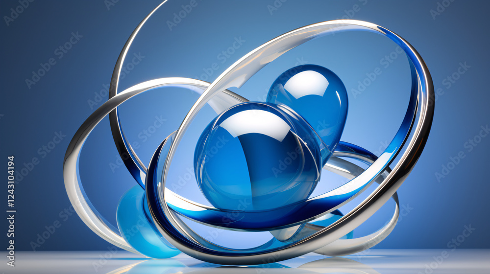 Poster a futuristic blue background in spherical style, perfect for technology-themed display presentations