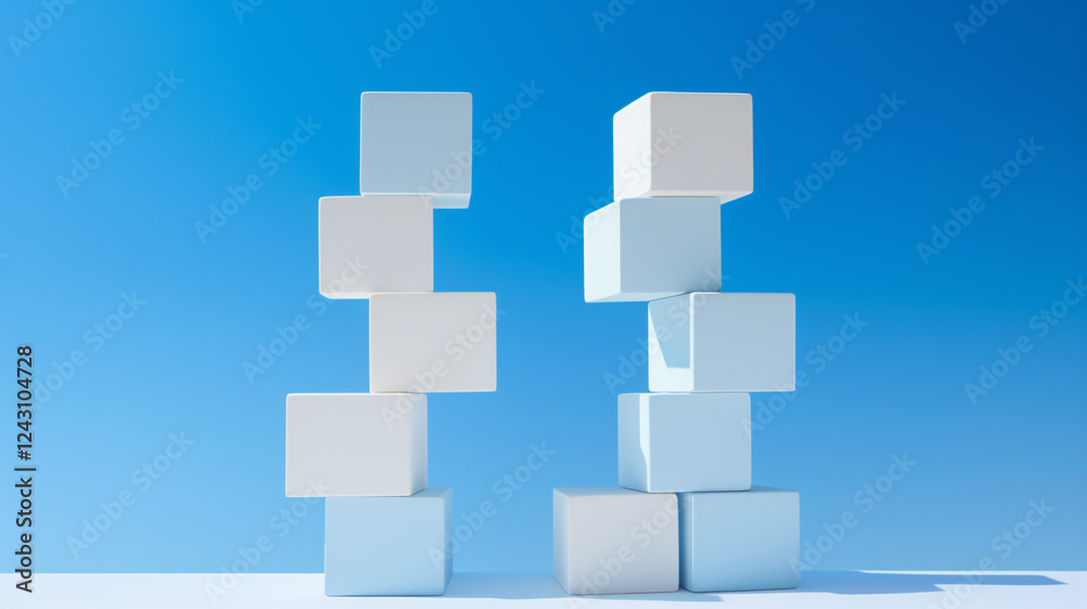 Poster stacking boxes on a blue background, ideal for a beautiful technology themed banner card and present