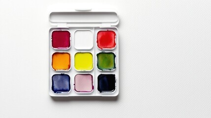 Vibrant Watercolor Paint Palette on White Background