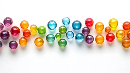 Colorful candies and beads on a white background