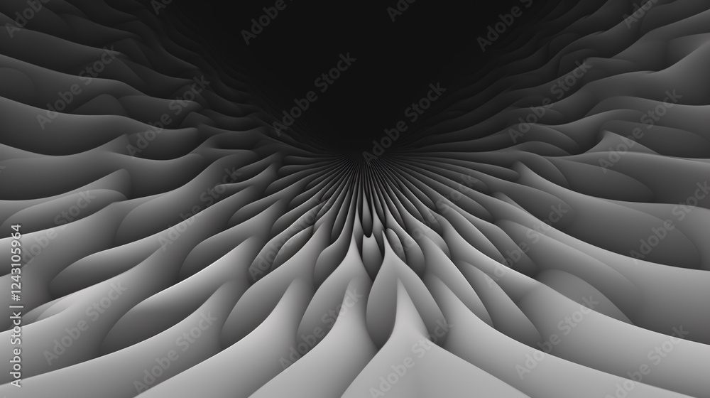 Poster a 3d render of a perfect sine wave, set against a black background for technology-themed presentatio