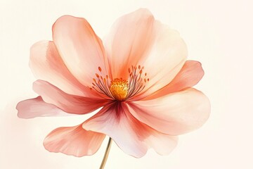 Obraz premium Delicate peach flower with soft petals isolated on a light background, symbolizing beauty, elegance, and nature s grace, perfect for wellness and floral themes