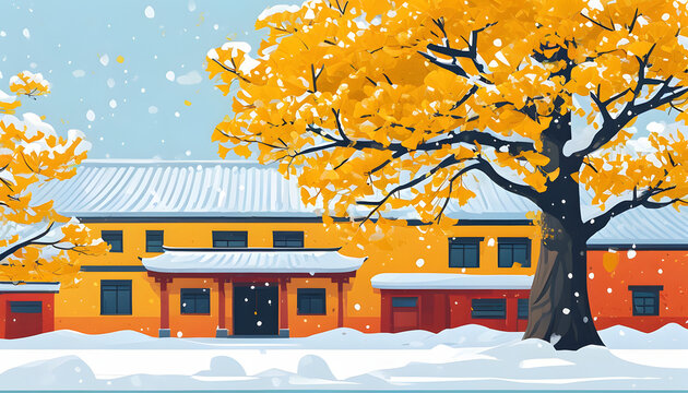 Yellow Tree in Winter