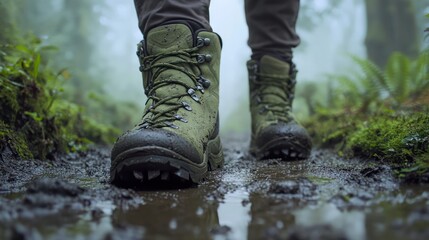 Muddy Boots on a Forest Trail: A Hiking Adventure
