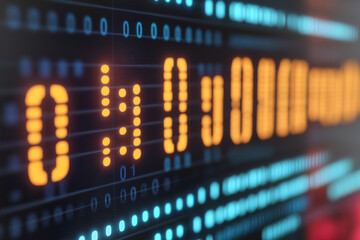 Digital numbers on screen, abstract technology theme