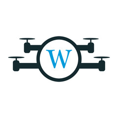 Drone Logo combine with letter W vector template