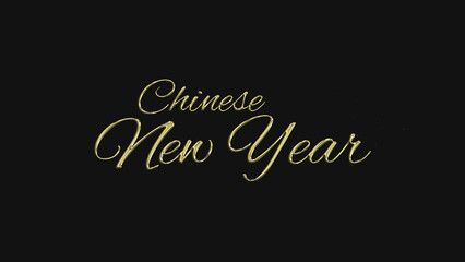Happy Chinese New Year gold lettering text typography on gray or black background golden text banner illustration great for wishing and celebrating Happy Chinese New Year with your loved ones