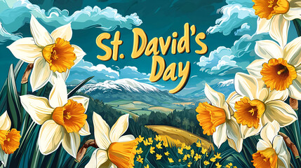Vibrant daffodils in bloom celebrating st. david’s day amidst scenic nature landscapes