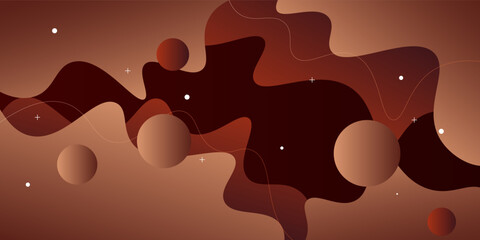 Liquid gradient elements for minimalist banners, logos and social media posts. Futuristic trendy dynamic elements. Background with modern concept brown wave shapes. eps10