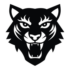 Angry tiger head silhouette on white background 3