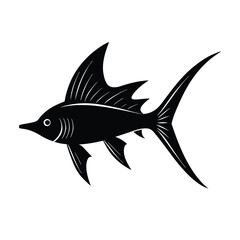 Obraz premium Swordtail Silhouette Vector Art and Black Swordtail Fish Design