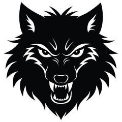 Angry wolf silhouette with white background 2