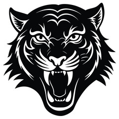 Angry tiger head silhouette on white background 2