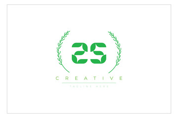 ZS letters eco logo with leaf. Fresh nature and healthy leaf logo design.