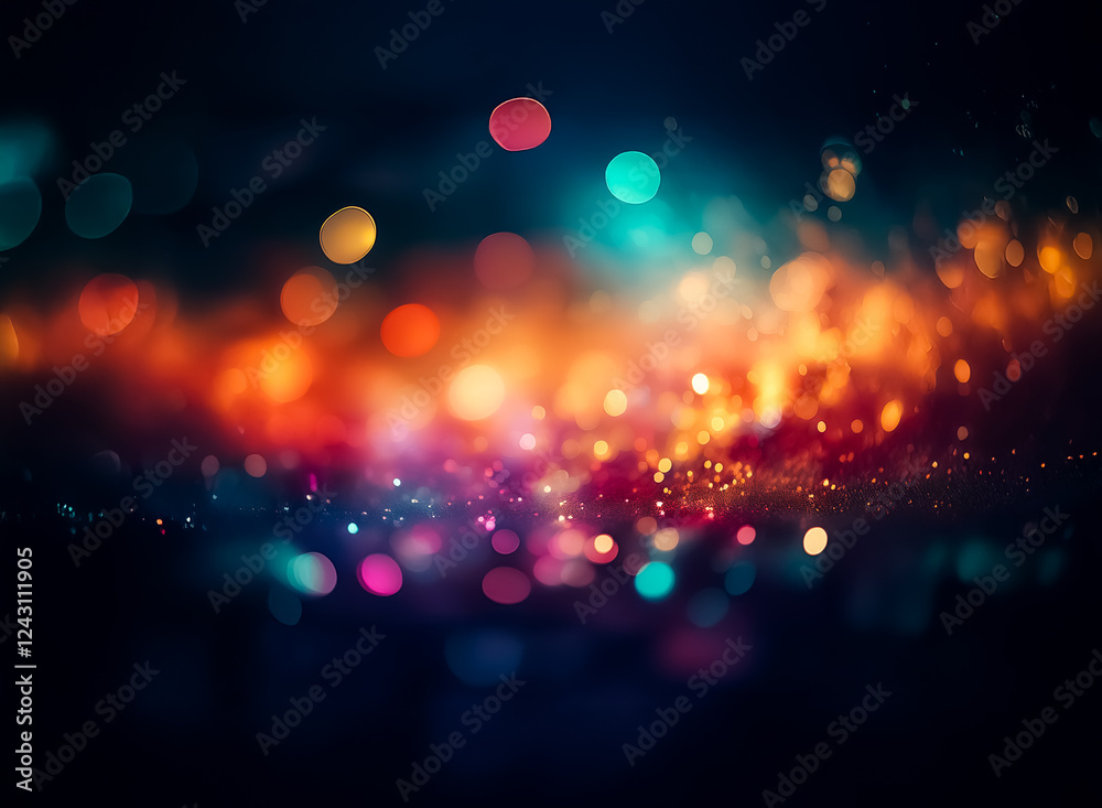 Wall mural abstract bokeh lights create a vibrant and dreamy background with a mix of warm and cool tones again