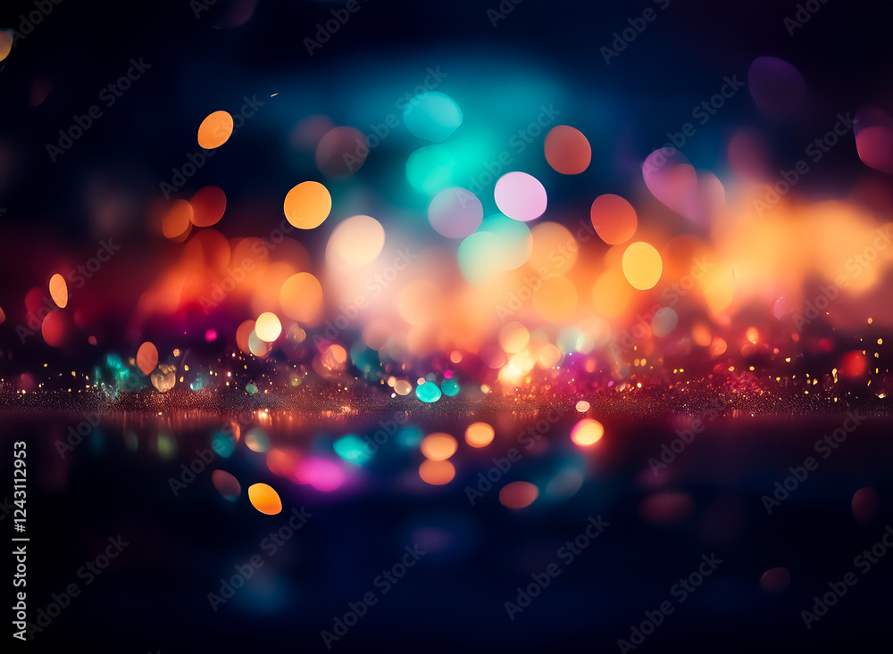 Poster abstract bokeh lights create a festive atmosphere with a vibrant mix of colors and blurred spots aga