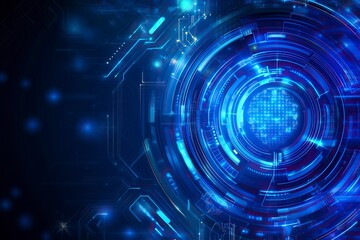 Fototapeta premium Abstract background with digital brain and circuit board, artificial intelligence concept. Vector illustration, stock photo contest winner, vector graphics, on dark blue background, high resolution. 