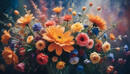 Fondo floral artístico con un arreglo abstracto de impresionismo vivo