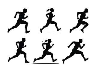 Running Athlete Silhouette – High Knees Sports Vector 