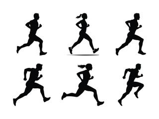 Running Athlete Silhouette – High Knees Sports Vector 