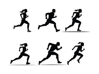 Running Athlete Silhouette – High Knees Sports Vector 