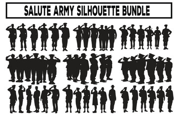 Salute Army Soldier Silhouette Bundle
