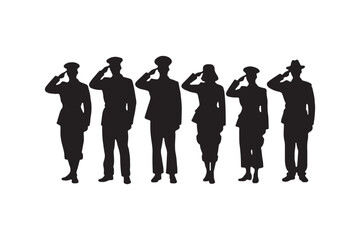 Salute Army Soldier Silhouette Bundle