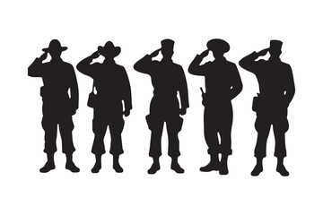 Salute Army Soldier Silhouette Bundle