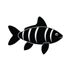 Tiger Barb Silhouette Vector Art and Black Tiger Barb Fish Design